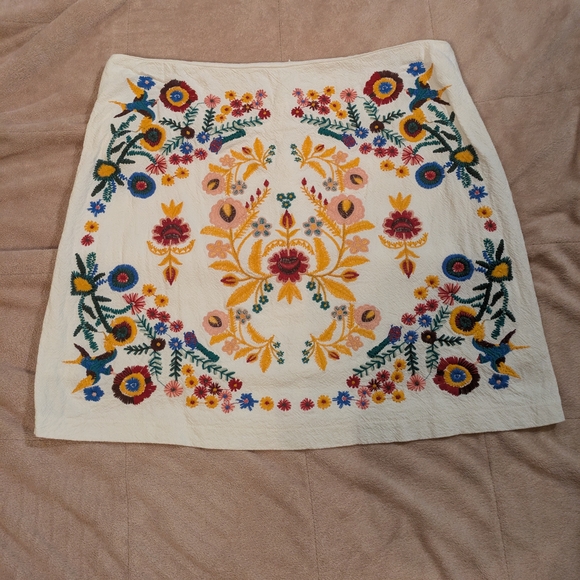 Umgee Cream Skirt with Multicolor Floral Design - Picture 3 of 10